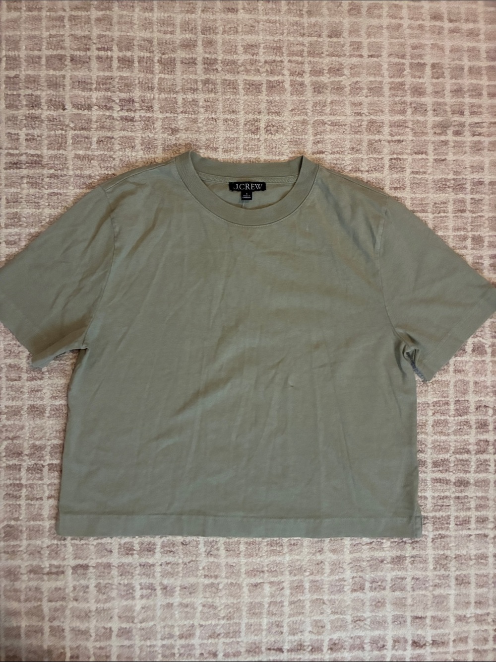 J. Crew NWT Relaxed premium-weight cropped T-shirt khaki sage new